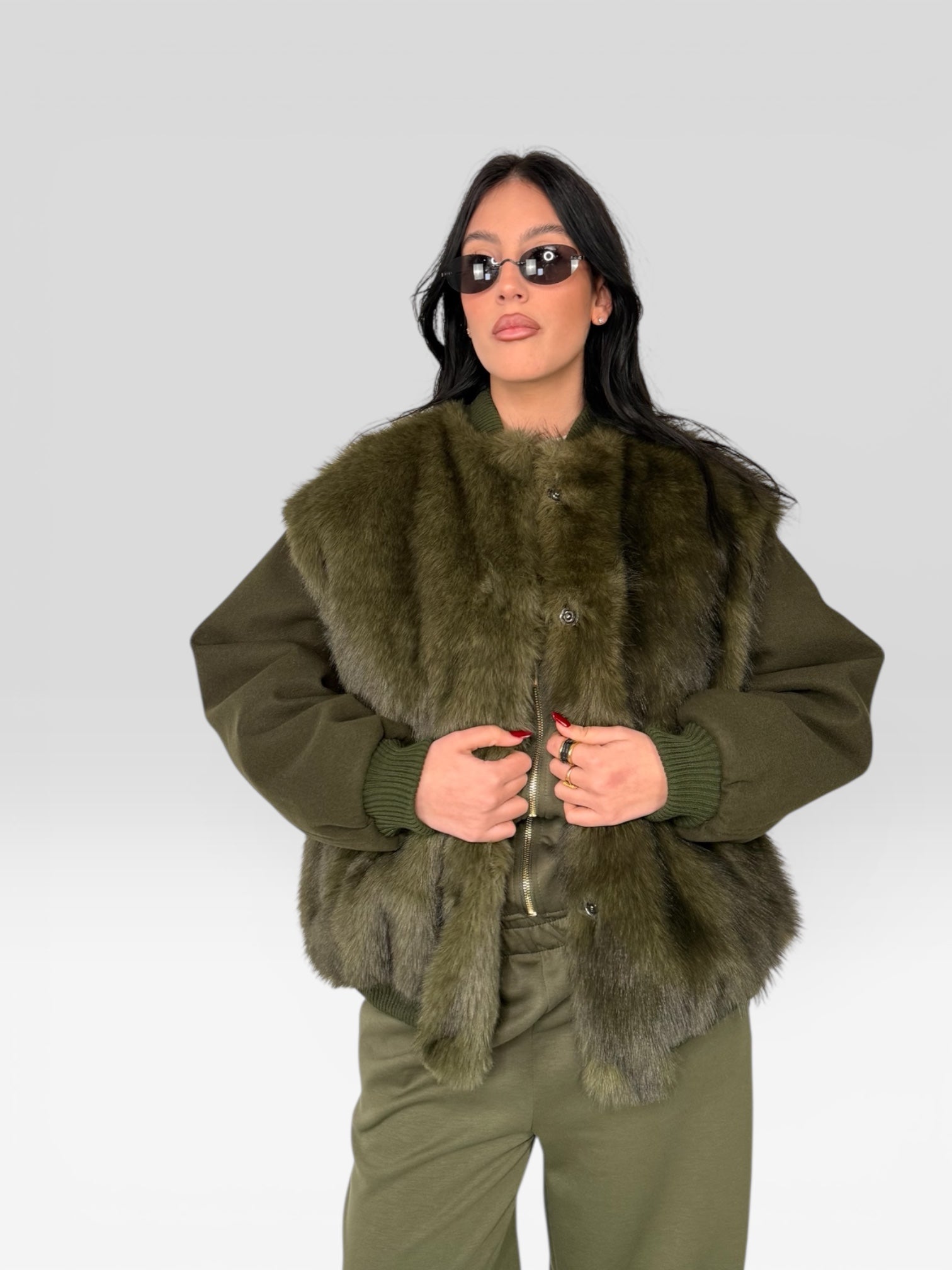 Giacca Fur Olive-Lumina