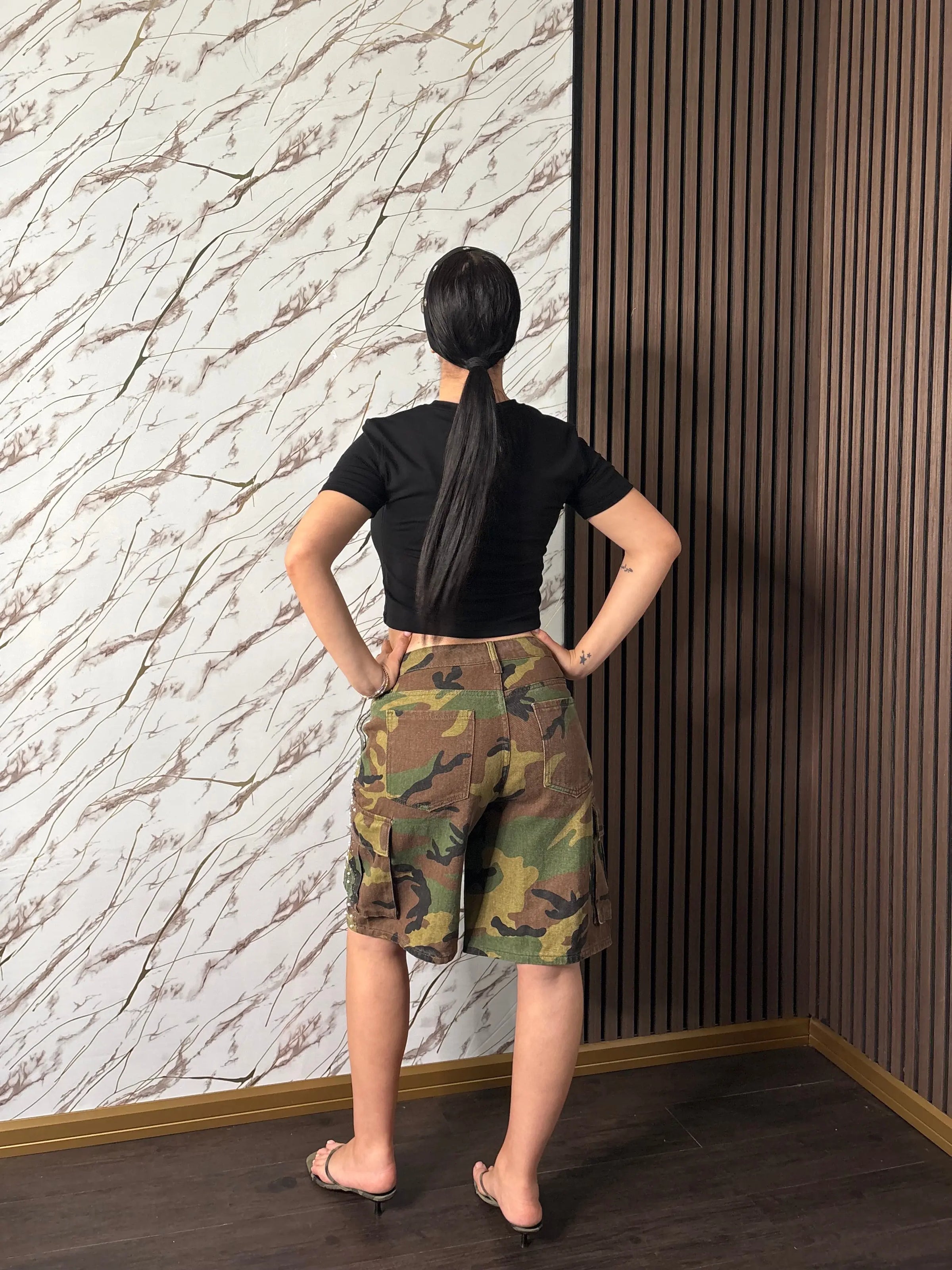 Bermuda “Modena” – Pantaloncini Camouflage con Strass