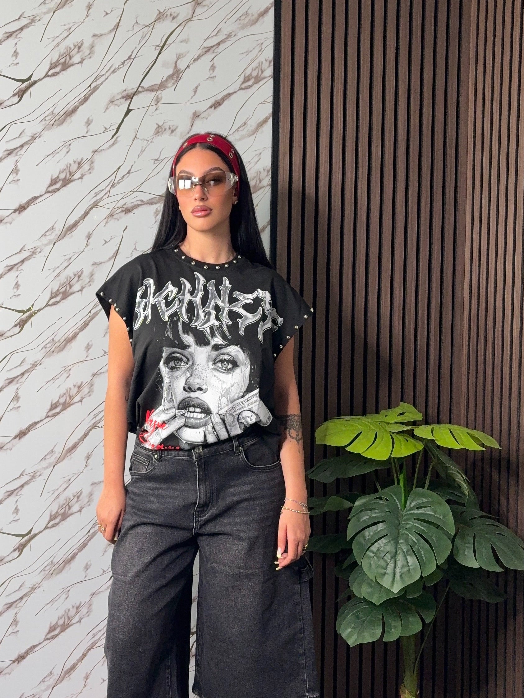 Canotta “yk2” – Top Smanicato con Stampa Grafica Vintage