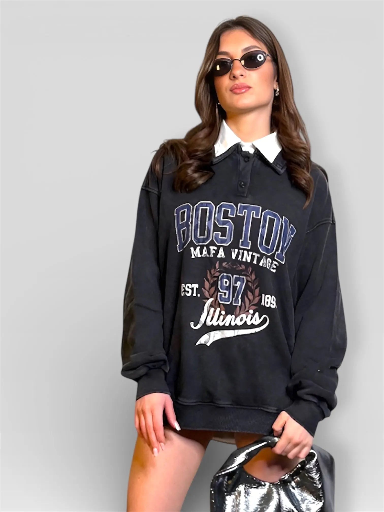 Felpa Oversize Boston Vintage