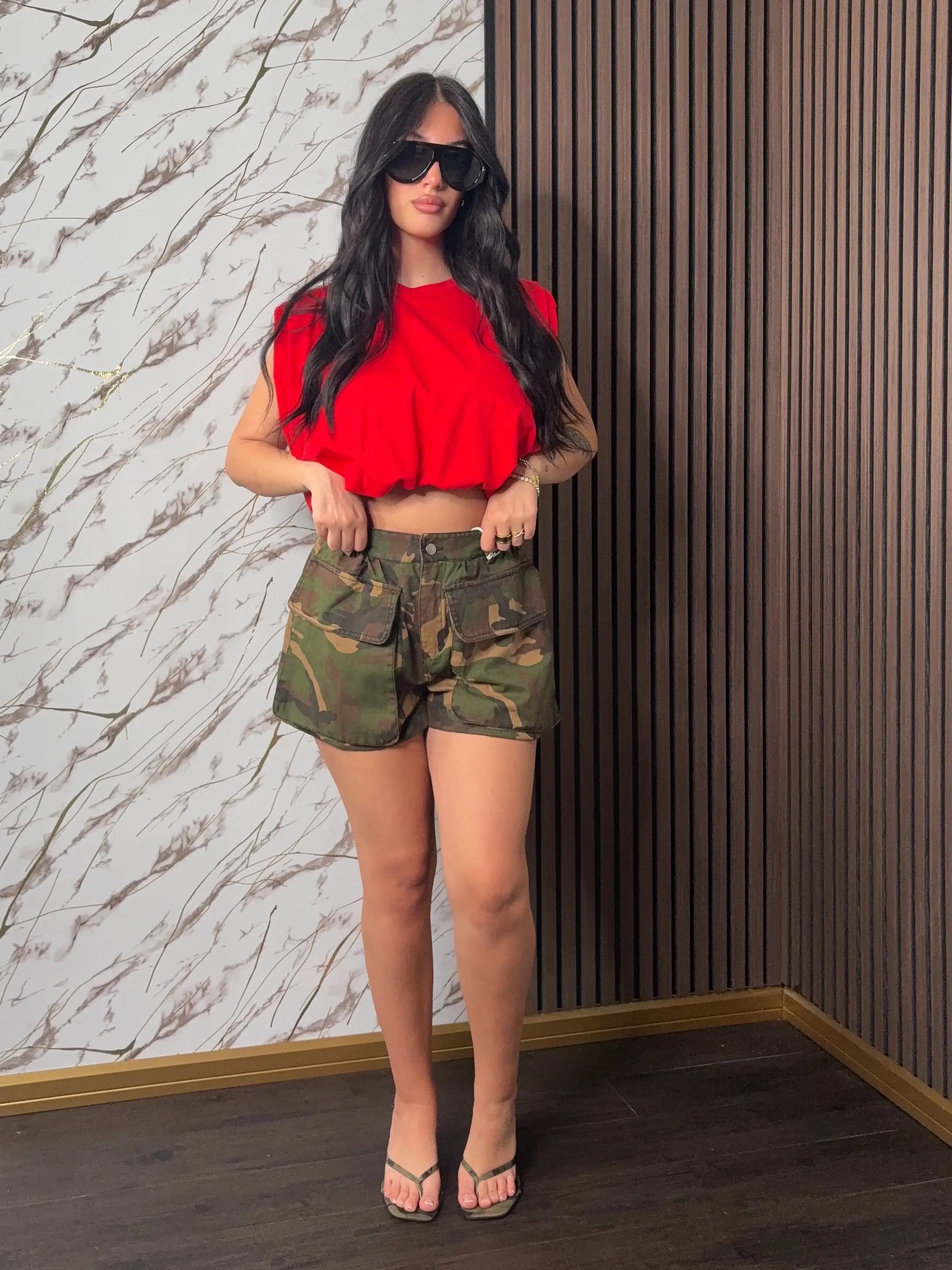 Shorts “Aosta” – Pantaloncini Camouflage con Tasche Cargo-Lumina