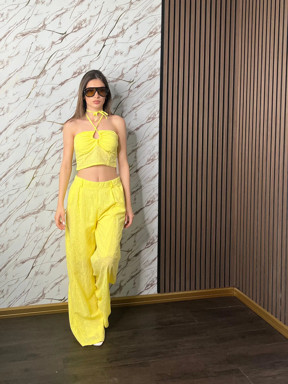 Completo Donna Sangallo Giallo | Top e Palazzo Estivo Romantico