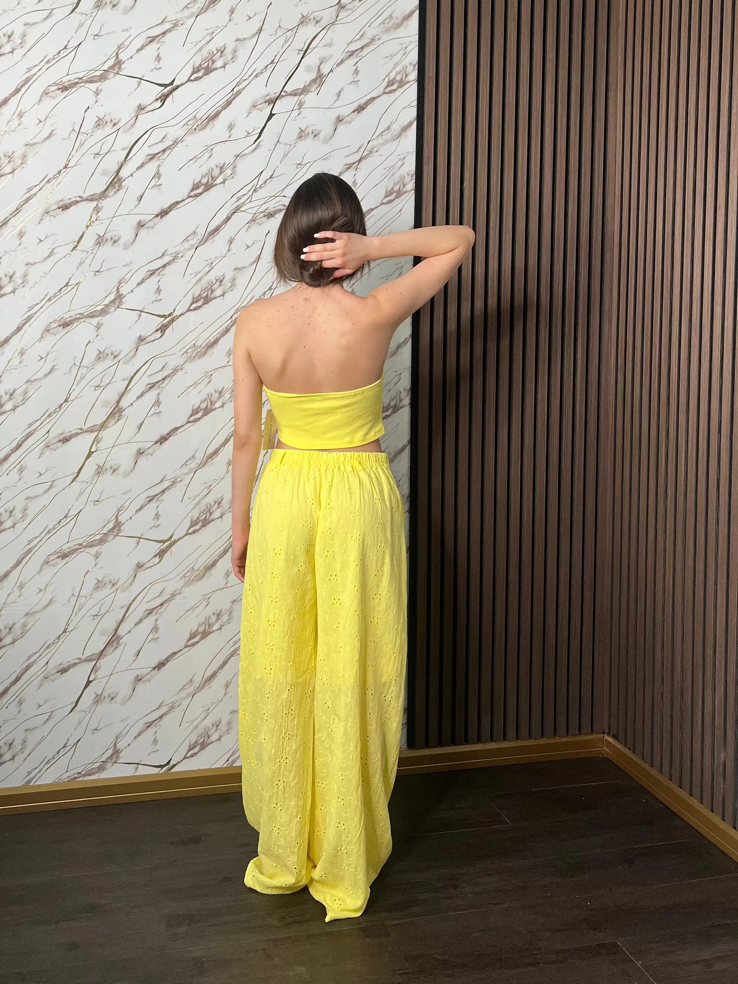 Completo Donna Sangallo Giallo | Top e Palazzo Estivo Romantico
