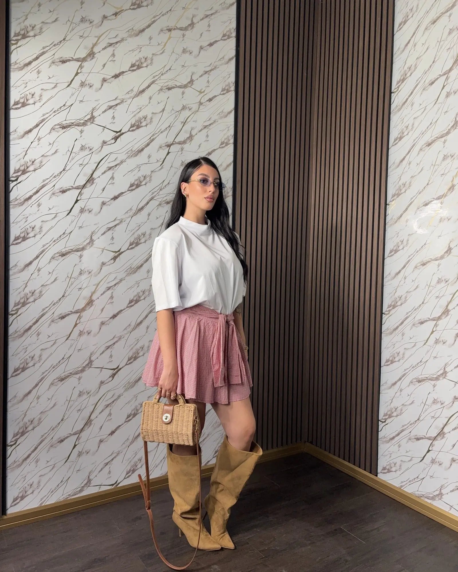 Gonna "Sorrento" – Mini Gonna a Quadretti Vichy con Fiocco