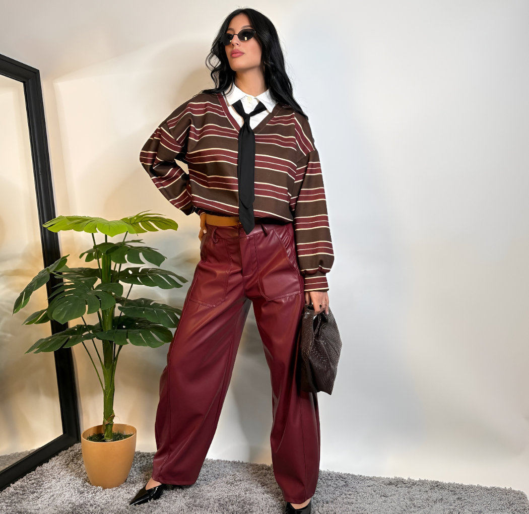 Pantalone Wide Leg Red